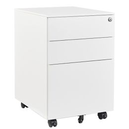 Metal 3 Drawer File Cabinet; Rolling File Cabinet with Lock Under Desk; Small Black Filing Cabinets for Home Office; Deep Drawers for Hanging Legal Le