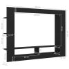 vidaXL TV Cabinet Black 59.8"x8.7"x44.5" Engineered Wood