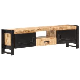 vidaXL TV Cabinet 55.1"x11.8"x15.7" Rough Mango Wood