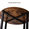 Vintage End Table Sofa Side Table; 2-Tier Industrial Round Side Table Nightstand Bed Side Table with Storage Shelf; Rustic Brown