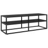 vidaXL TV Cabinet Black with Black Glass 47.2"x15.7"x15.7"