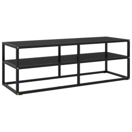 vidaXL TV Cabinet Black with Black Glass 47.2"x15.7"x15.7"