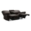 Dark Brown Double Reclining 1pc Sofa with Center Drop-Down Cup Holder Comfortable Plush Seating Solid Wood Plywood Furniture