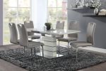 Unique Style Chrome Metal Finish Side Chairs 2pc Set Gray-Taupe Faux Leather Upholstered Casual Dining Furniture