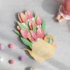 1pc 3D Tulip Flower Greeting Card; Birthday Blessing Creative Handmade Paper Carving Ornament Greeting Card For Mom; Message Blessing Card; Best Mothe