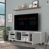 Valdivia Tv Stand for TVÂ¬Â¥s up 70"; Four Open Shelves; Five Legs -White