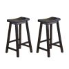 Black Finish 29-inch Bar Height Stools Set of 2pc Saddle Seat Solid Wood Casual Dining Home Furniture