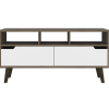 Oslo Tv Stand for TVÂ¬Â¥s up 51"; Two Drawers; Four Legs; Three Open Shelves -Dark Brown / White