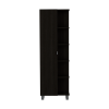 Urano Mirror Linen Cabinet; Four Interior Shelves; Five External Shelves -Black