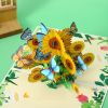 1pc Sunflowers Pop Up Card Handmade 3D Greeting Card Gift For Girl Woman Boss Best Friends; Birthday; Mothers Day; Valentines Day; Anniversary; Includ