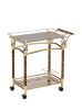 Helmut Serving Cart; Gold Plated &amp; Clear Glass 98002