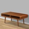 Rectangular Wooden Frame Coffee Table with 2 Open Shelves; Brown