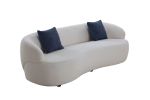 Mid Century Modern Curved Sofa; 3 Seat Cloud couch Boucle sofa Fabric Couch for Living Room; Bedroom; Office Beige