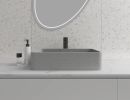 Square Concrete Vessel Bathroom Sink in Grey