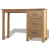 vidaXL Desk with 3 Drawers Solid Oak Wood 41.7"x15.7"x29.5"