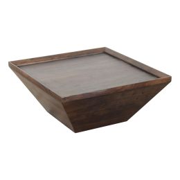 36 Inch Square Shape Acacia Wood Coffee Table with Trapezoid Base; Brown