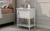 Versatile Nightstand with Two Built-in Shelves Cabinet and an Open Storage,USB Charging Design,White