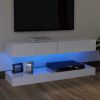 vidaXL TV Cabinet with LED Lights High Gloss White 47.2"x13.8"