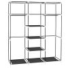 69" Portable Clothes Closet Non-Woven Fabric Wardrobe Double Rod Storage Organizer Black