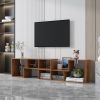 Double L-Shaped TV Stand; Display Shelf ; Bookcase for Home Furniture; Walnut