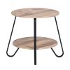 18.1 inches Small Round Coffee Table End Table 2 Tiers Side Nightstand with Storage Industry Rack Wood Table Accent Furniture for Living Room/Bed Room