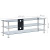 vidaXL TV Stand Transparent 47.2"x15.7"x15.7" Tempered Glass