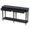 U_STYLE Country Console Table for Hallway Living Room Bedroom with 4 Front Facing Storage Drawers and 1 Shelf