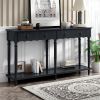 U_STYLE Country Console Table for Hallway Living Room Bedroom with 4 Front Facing Storage Drawers and 1 Shelf