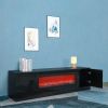 Living Room Furniture Modern Black Electric Fireplace TV Stand with Insert Fireplace;  without Remote and Timer