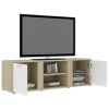 TV Cabinet White and Sonoma Oak 47.2"x13.4"x14.6" Engineered Wood