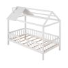 Twin Size Wood House Bed with Fence; White