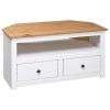 vidaXL Corner TV Cabinet White 36.6"x19.3"x19.3" Solid Pine Panama Range