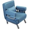 Lounge Chair Adjustable Folding Dual-Purpose Chair Sofa Bed Recliner Chair With Armrests - light blue with pillow XH