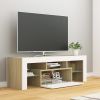 TV Cabinet with LED Lights White and Sonoma Oak 47.2"x13.8"x15.7"