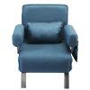 Lounge Chair Adjustable Folding Dual-Purpose Chair Sofa Bed Recliner Chair With Armrests - light blue with pillow XH