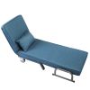 Lounge Chair Adjustable Folding Dual-Purpose Chair Sofa Bed Recliner Chair With Armrests - light blue with pillow XH