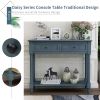 TREXM Daisy Series Console Table Traditional Design with Two Drawers and Bottom Shelf (Navy)