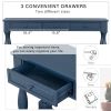 TREXM Console Table 64" Long Extra-thick Sofa Table with Drawers and Shelf for Entryway; Hallway; Living Room (Navy Blue)