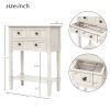 TREXM Narrow Console Table; Slim Sofa Table with Three Storage Drawers and Bottom Shelf (Ivory White)