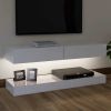 vidaXL TV Cabinet with LED Lights High Gloss White 47.2"x13.8"