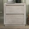 Modern Style Soild Wood 2-Drawer Nightstand Side Table for Bedroom; Living Room; Stone Gray