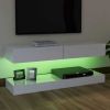 vidaXL TV Cabinet with LED Lights High Gloss White 47.2"x13.8"