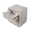 Modern Style Soild Wood 2-Drawer Nightstand Side Table for Bedroom; Living Room; Stone Gray