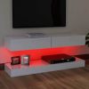 vidaXL TV Cabinet with LED Lights High Gloss White 47.2"x13.8"