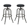 Walker Industrial Counter Bar Stools; Black PU (Set of 2); Height adjustable