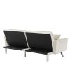 Modern Velvet Sofa Couch Bed with Armrests and 2 Pillows for Living Room and Bedroom .(White)