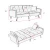 Modern Velvet Sofa Couch Bed with Armrests and 2 Pillows for Living Room and Bedroom .(White)