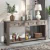 TREXM Console Table/Sofa Table with Storage Drawers and Bottom Shelf for Entryway Hallway (Gray Wash)