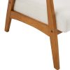 Solid Wood Armrest Teddy Velvet Simple Single Indoor Lounge Chair Backrest Creamy-White