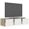 vidaXL TV Cabinet White and Sonoma Oak 47.2"x13.4"x11.8" Engineered Wood